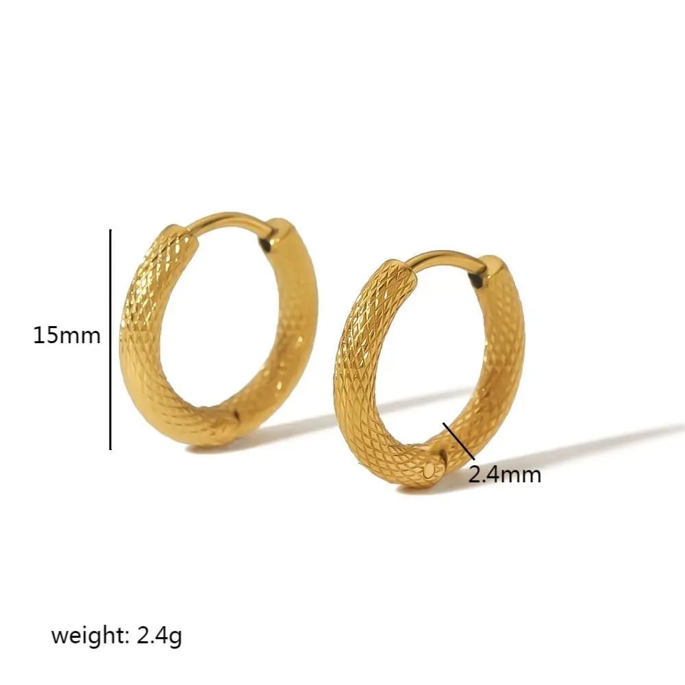 1 pair of simple and fashionable  gold-plated stainless steel geometric diamond pattern earrings for women's jewelry for daily wear h5Picture2